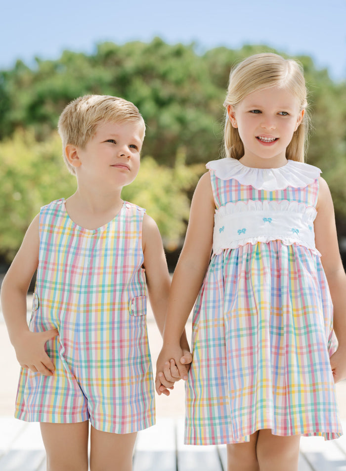 Rainbow Gingham Girl Dress