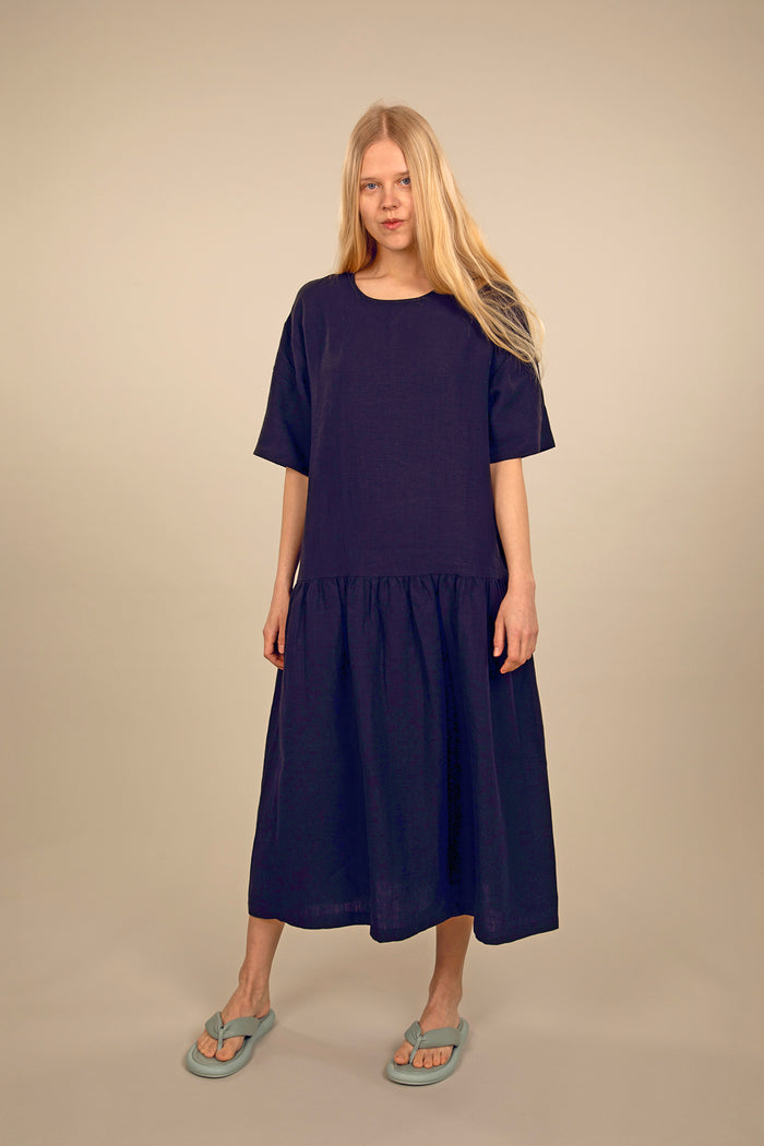 Ratia Alma Navy Linen Dress