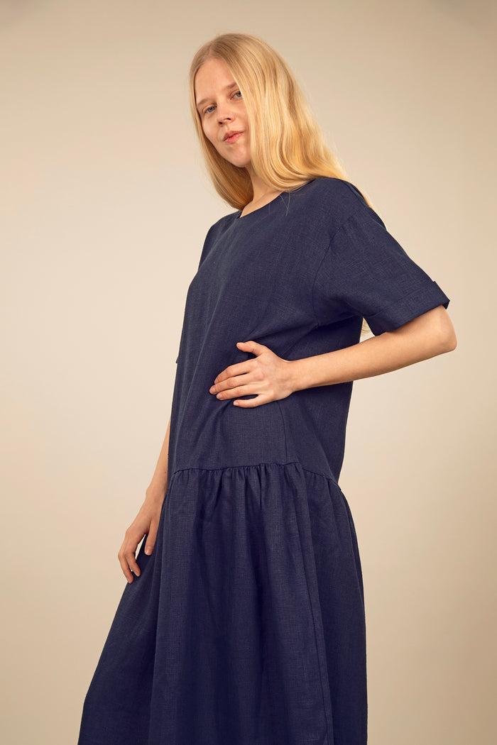Ratia Alma Navy Linen Dress
