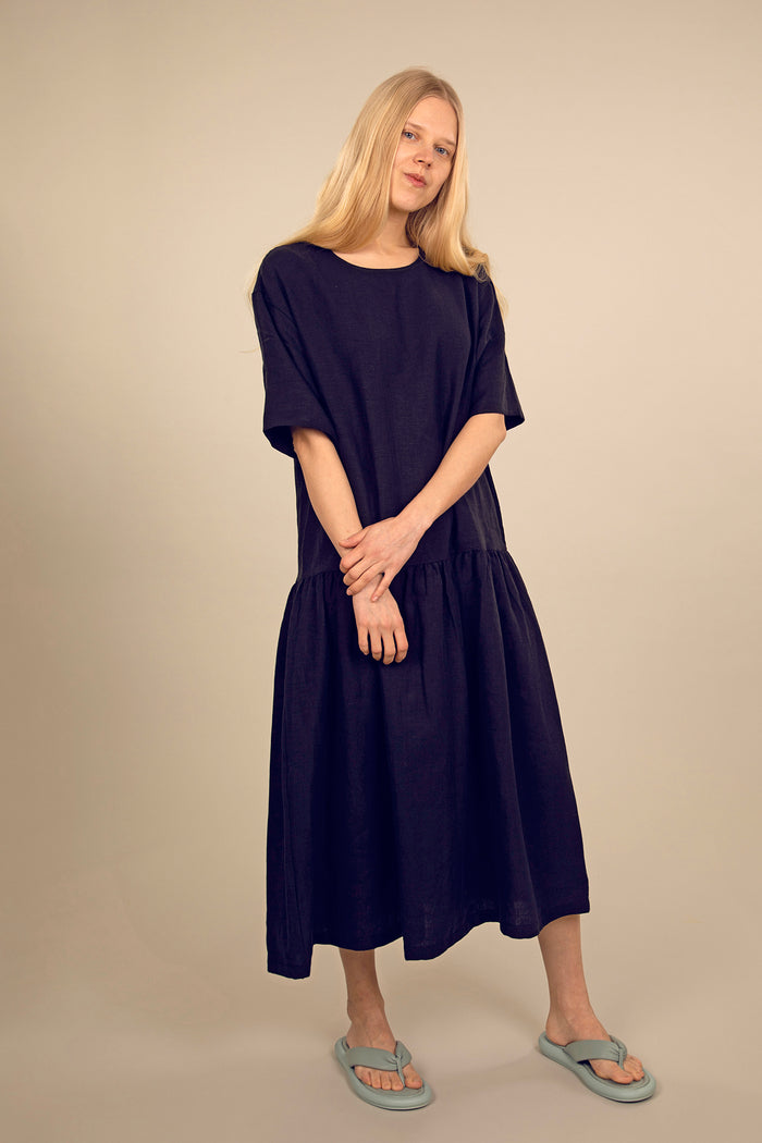 Ratia Alma Navy Linen Dress