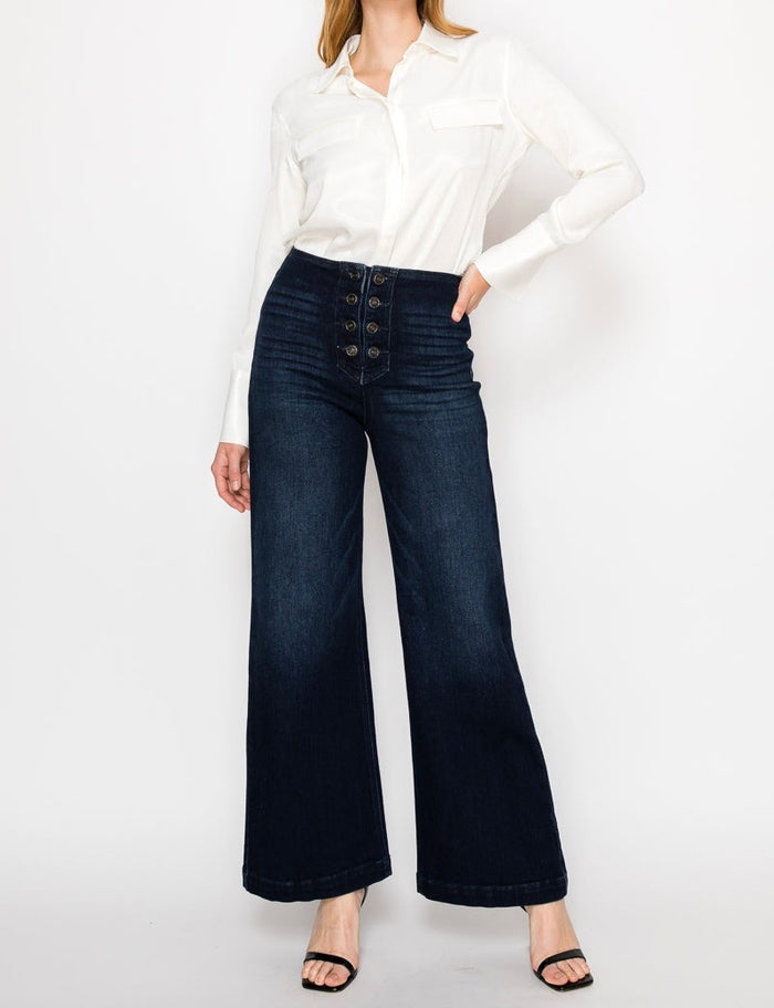 RESTOCK :: Eco Friendly Ultra High Rise Slim Palazzo Sailor Jeans