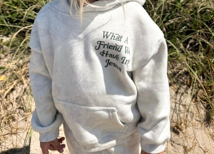 RESTOCK :: What A Friend In Jesus Camo Kids Hoodie