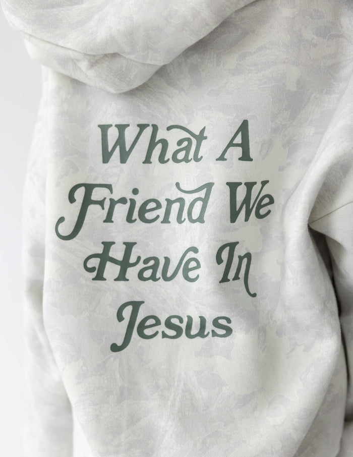 RESTOCK :: What A Friend In Jesus Camo Kids Hoodie