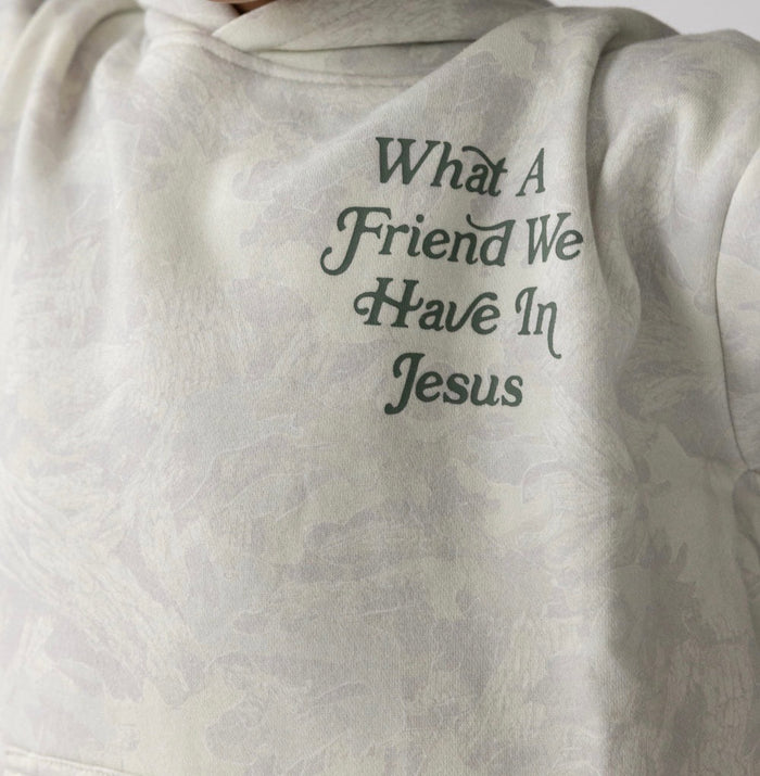 RESTOCK :: What A Friend In Jesus Camo Kids Hoodie