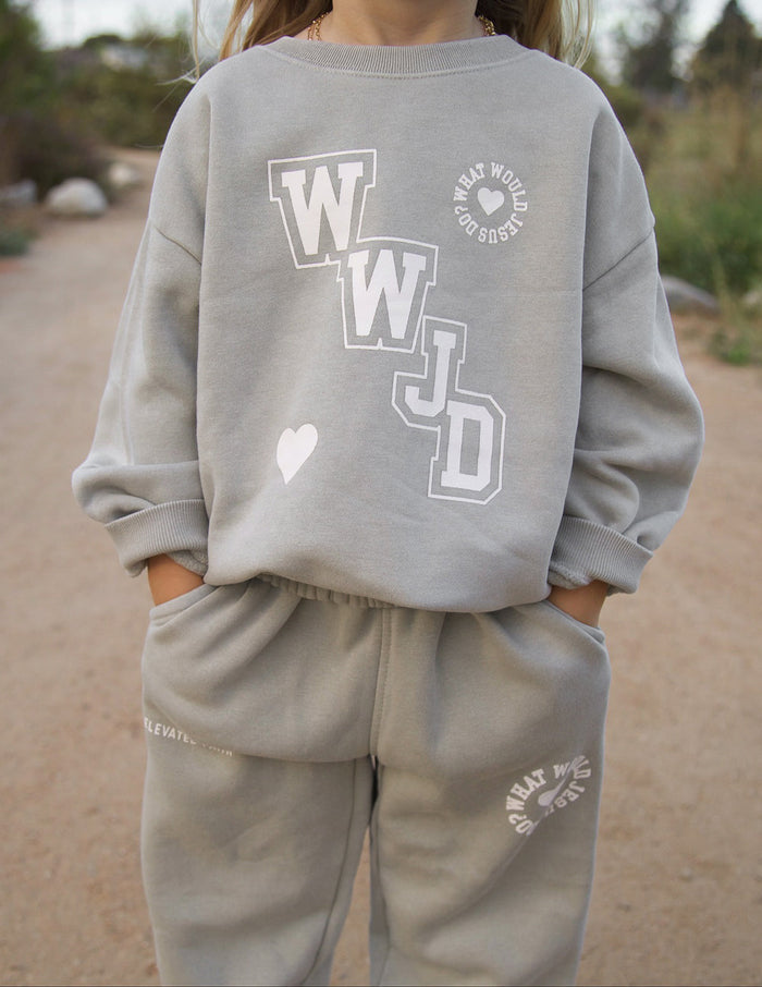 RESTOCK :: WWJD Varsity Kids Crewneck