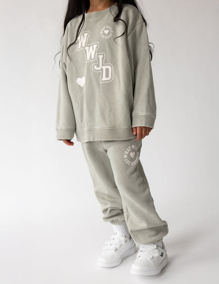 RESTOCK :: WWJD Varsity Kids Crewneck