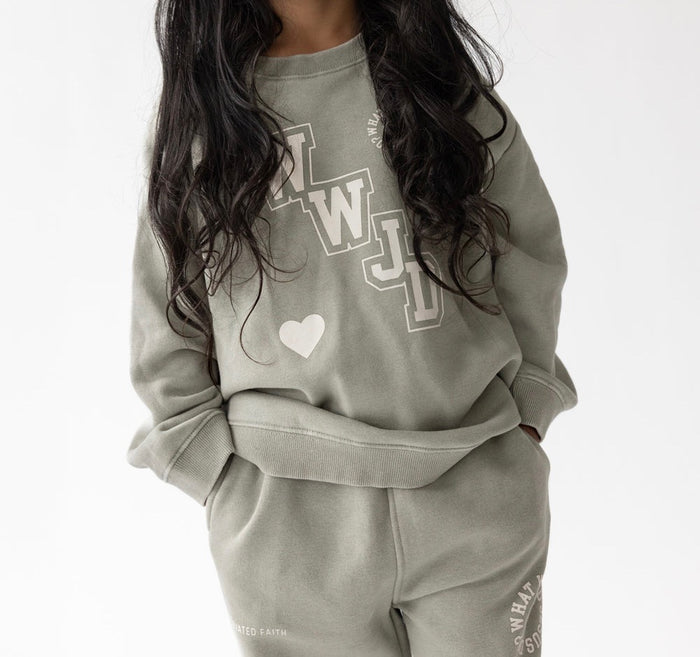 RESTOCK :: WWJD Varsity Kids Crewneck