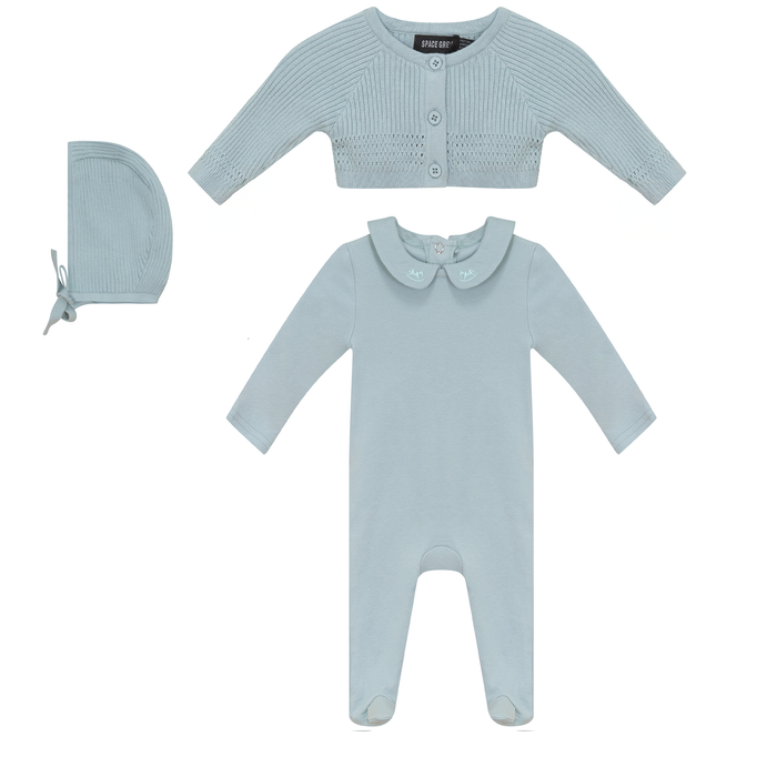 Richard Romper, Cardigan, & Bonnet Set