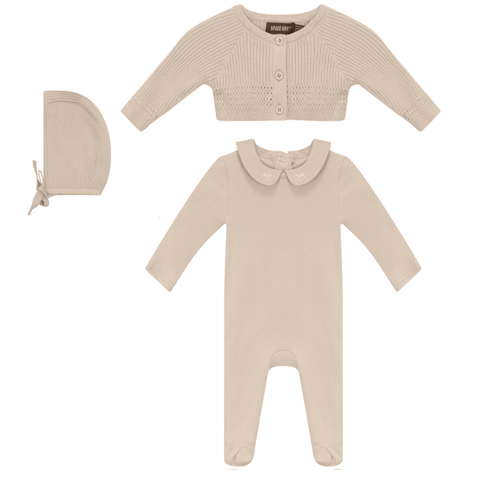 Richard Romper, Cardigan, & Bonnet Set