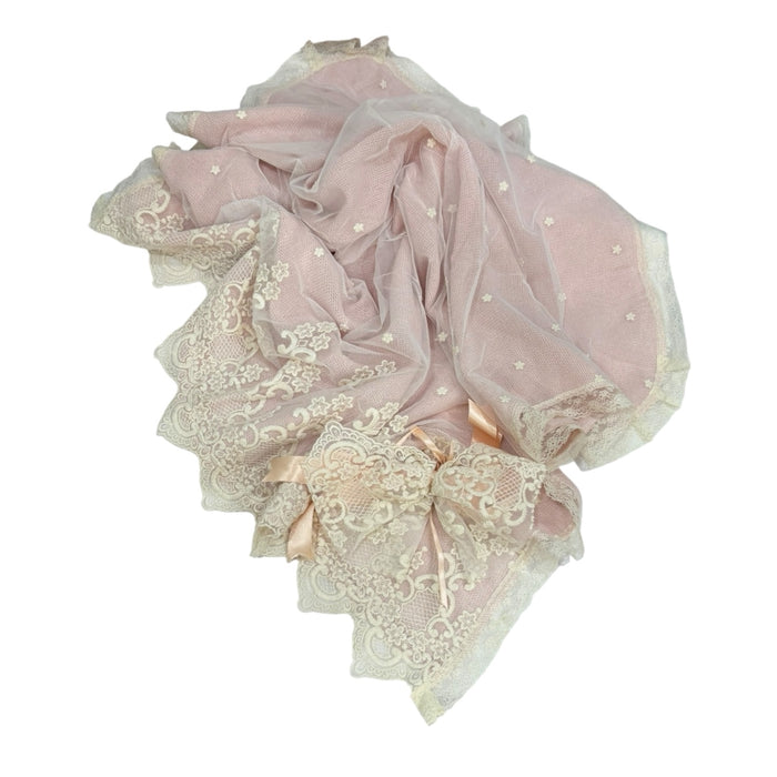 Roman Dusty Pink Lace Knitted Blanket