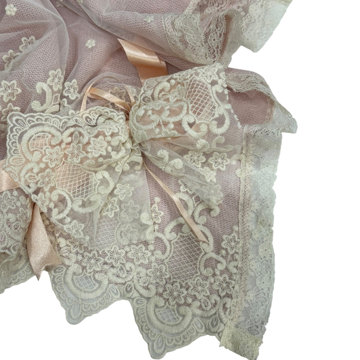 Roman Dusty Pink Lace Knitted Blanket