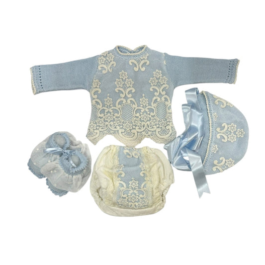 Roman Light Blue 4-piece Knitted Set