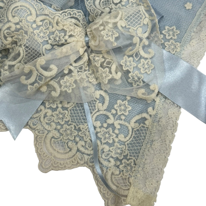 Roman Light Blue Lace Knitted Blanket