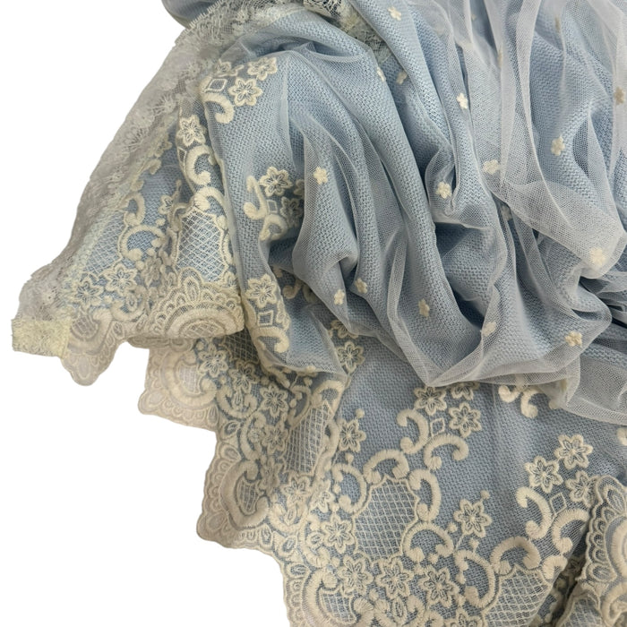 Roman Light Blue Lace Knitted Blanket