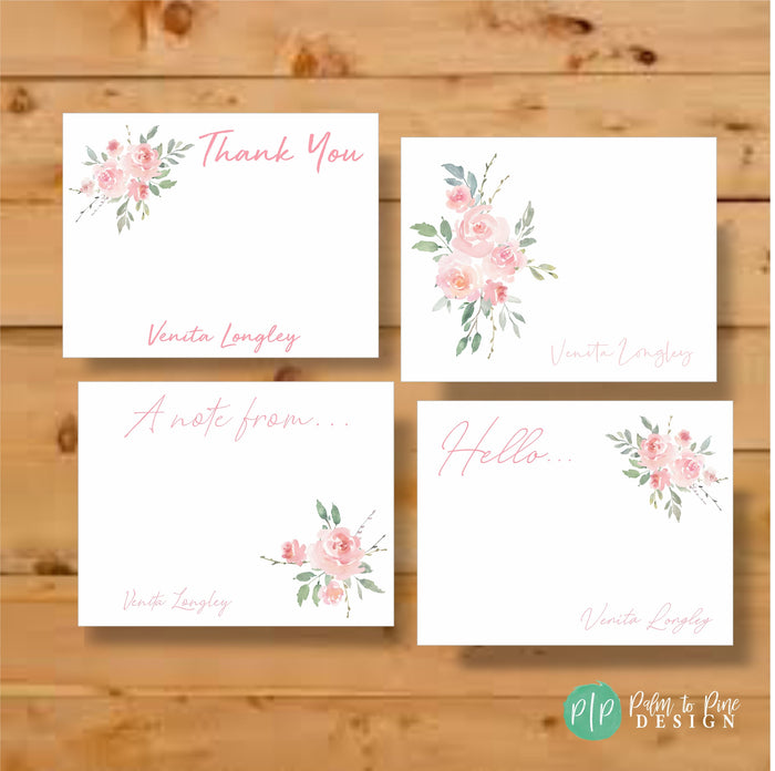 Rose Stationery Set Personalized with Name