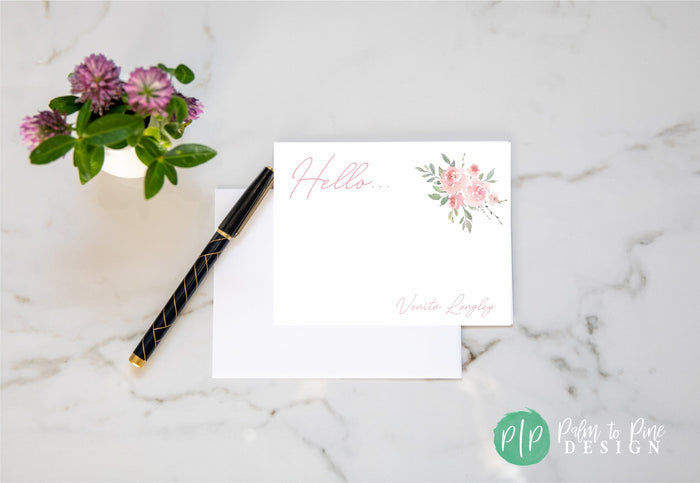 Rose Stationery Set Personalized with Name