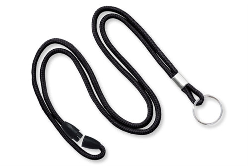 Round 1/8" (3 MM) Lanyard with Breakaway and Nickel-Plated Steel Split Ring, Qty = 100