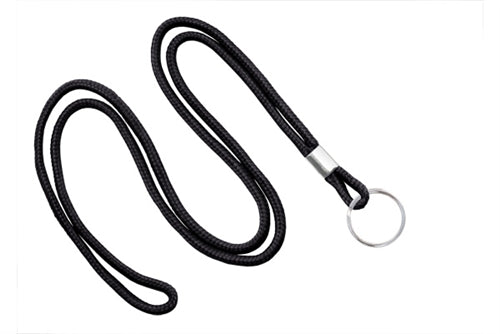 Round 1/8" (3 MM) Lanyard with Nickel-Plated Steel Split Ring, Qty = 100