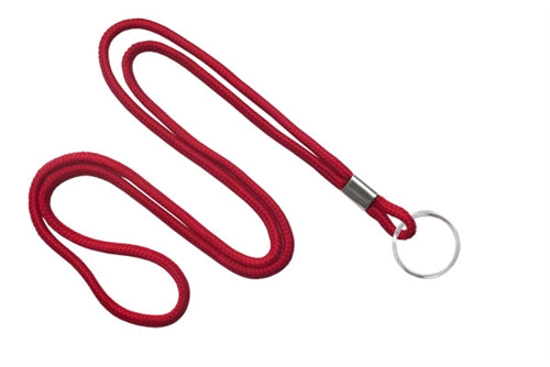 Round 1/8" (3 MM) Lanyard with Nickel-Plated Steel Split Ring, Qty = 100