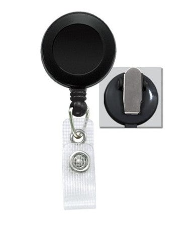 Round Badge Reel with Reinforced Vinyl Strap and Spring Clip, Qty = 25