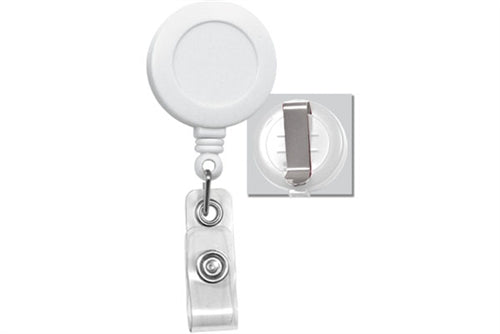 Round Economy Badge Reel with Clear Vinyl Strap and Belt Clip, Qty = 25