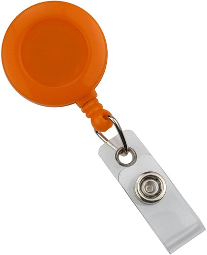 Round Economy Badge Reel with Clear Vinyl Strap and Belt Clip, Qty = 25