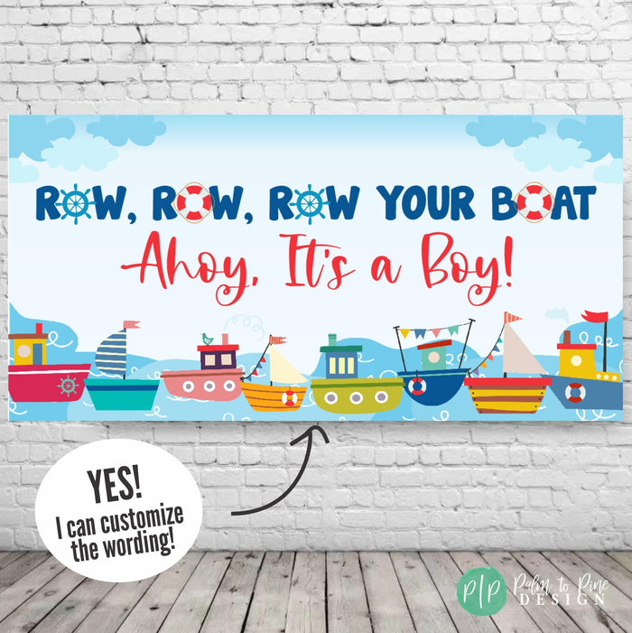 Ahoy, it's a boy baby shower sailboat party backdrop