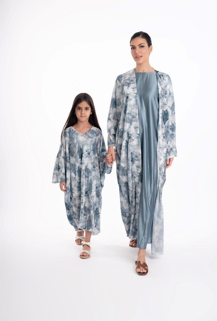 Ruba Blue Printed Kaftan Kids