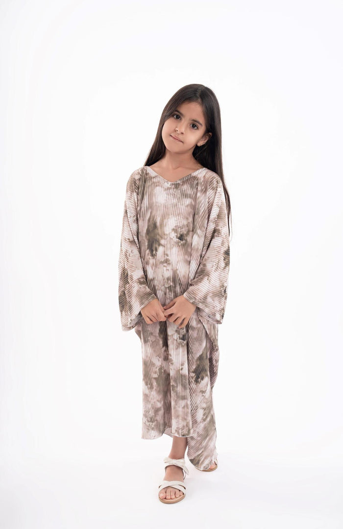 Ruba Khaki Printed Kaftan Kids