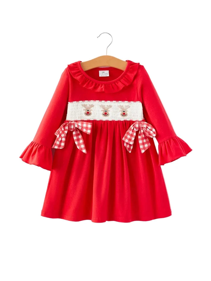 Rudolph Smocked Bow Dress