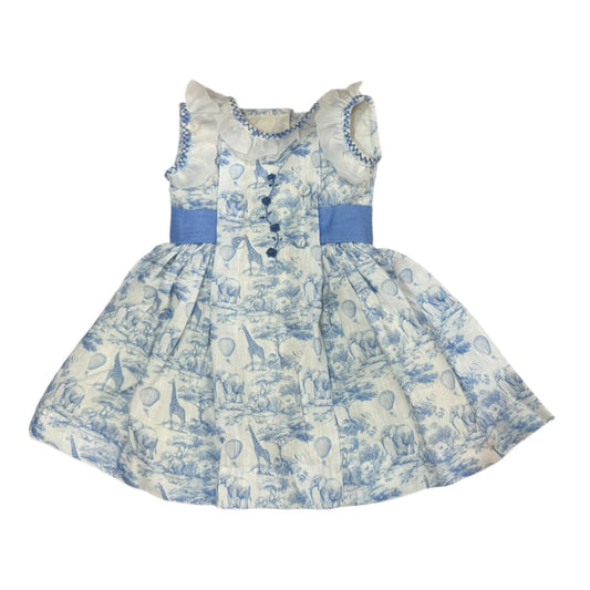 Safari Blue Toile Embroidered Dress