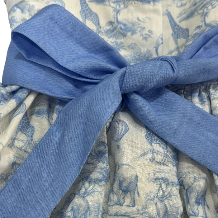 Safari Blue Toile Embroidered Dress
