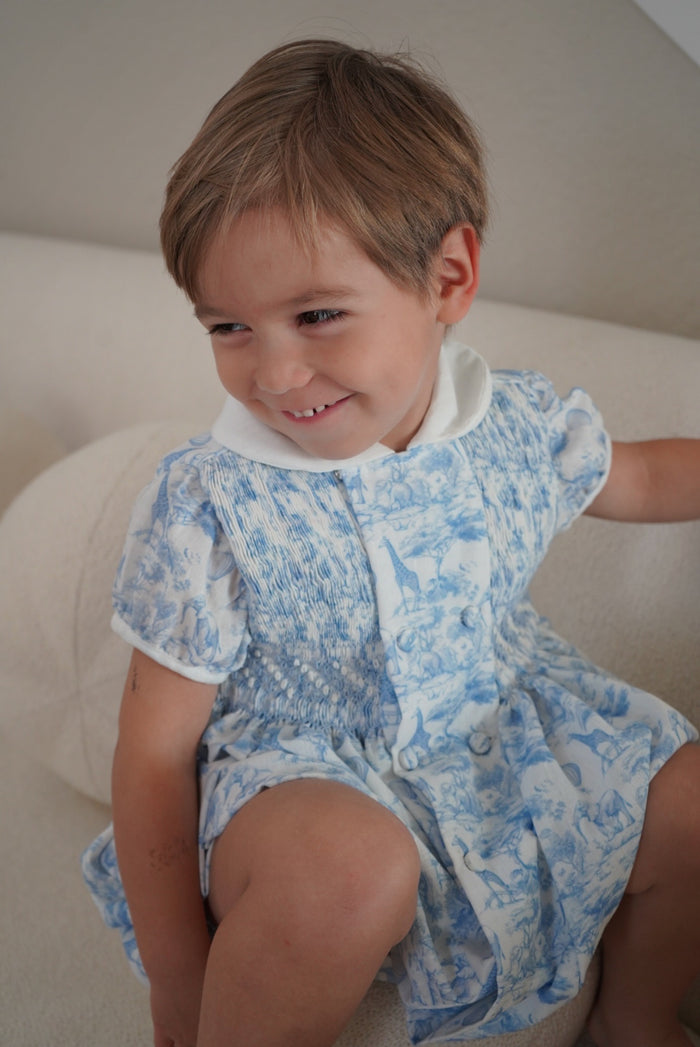 Safari Boy Handsmocked Romper