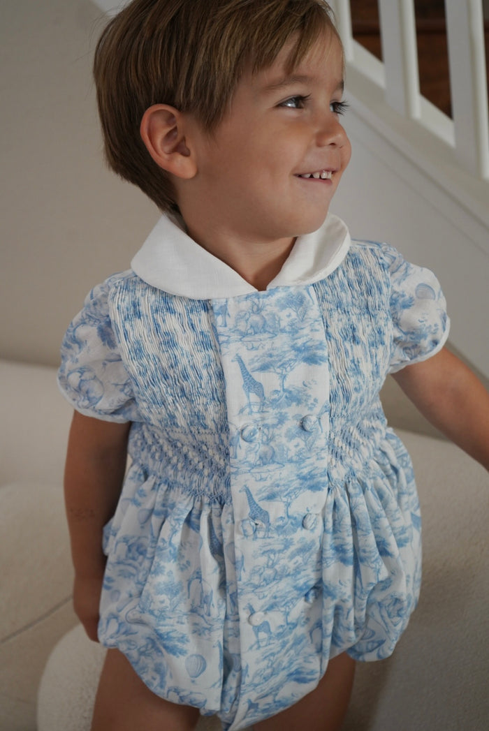 Safari Boy Handsmocked Romper