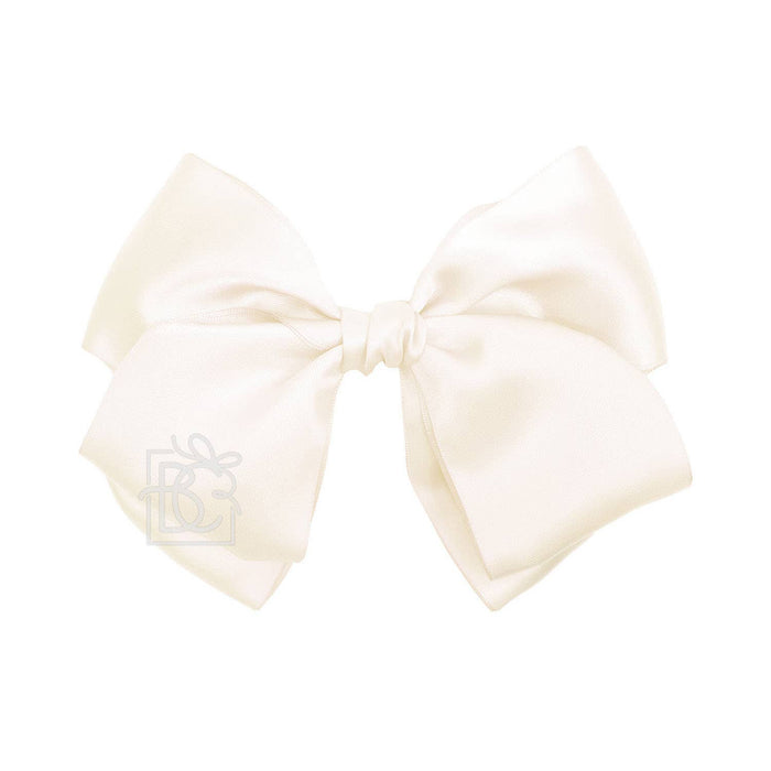 Satin European Bow w/ Ruffled Knot Clip