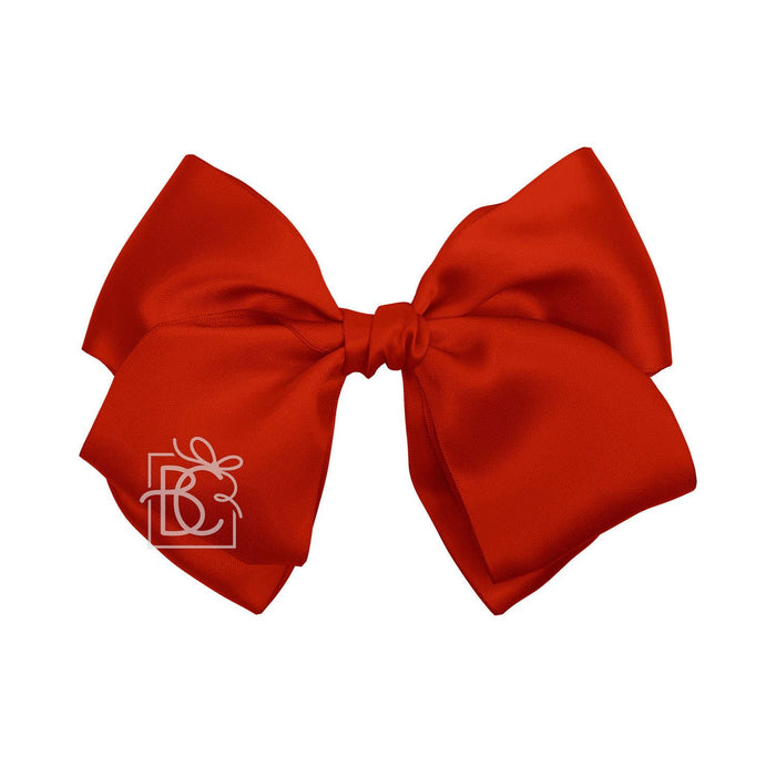 Satin European Bow w/ Ruffled Knot Clip
