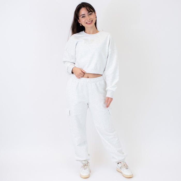 Serene Crop Crewneck Sweatshirt - Heather Gray