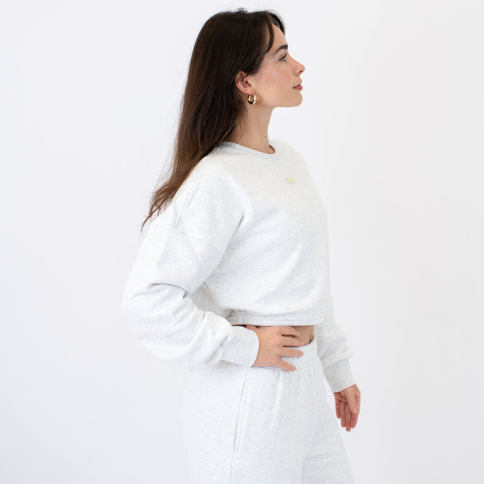 Serene Crop Crewneck Sweatshirt - Heather Gray