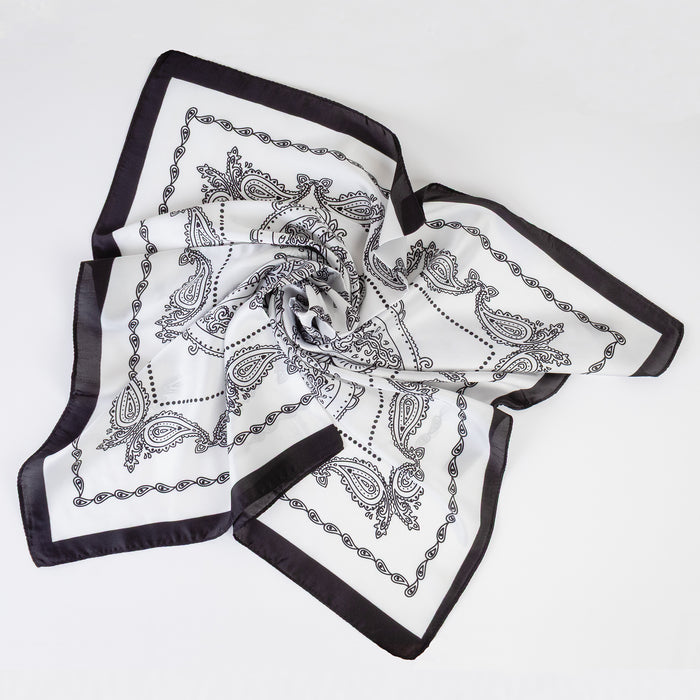 SL054 - Patterned Hair Scarf - Black & White