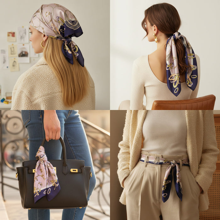 SL054 - Patterned Hair Scarf - Black & White