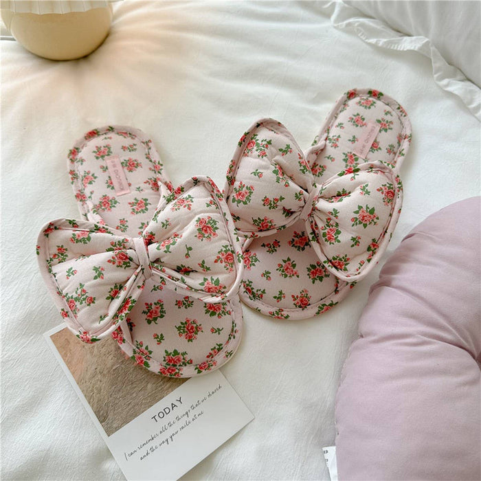 Sleepy Time Floral Bow Slippers - (2 Colors)