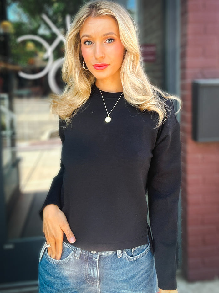 Spanx Airessentials Long Sleeve Side Slit Top