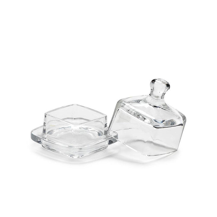 Square Glass Covered Butter Dish