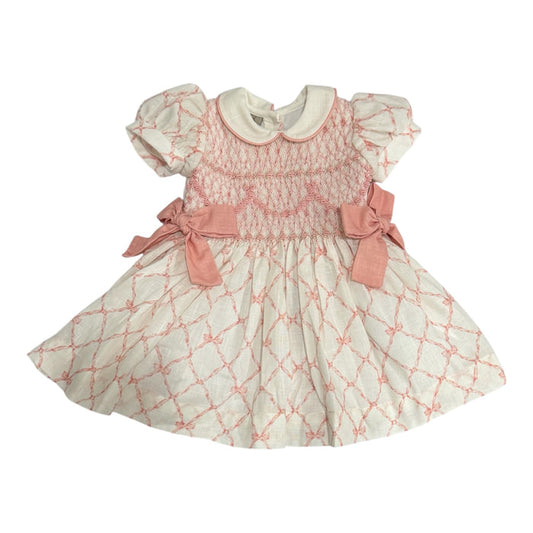 Stella Bow Pink Coquette Handsmocked Dress