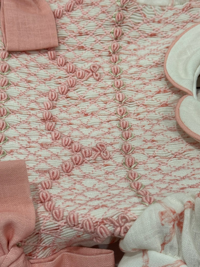 Stella Bow Pink Coquette Handsmocked Dress
