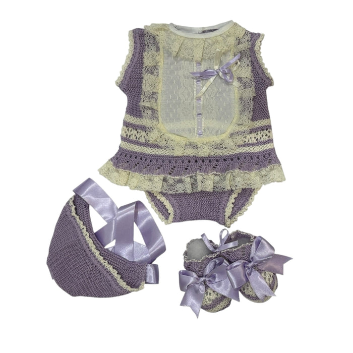 Stephania Sleeveless Luxe Purple/Ivory 4-piece Knitted Set