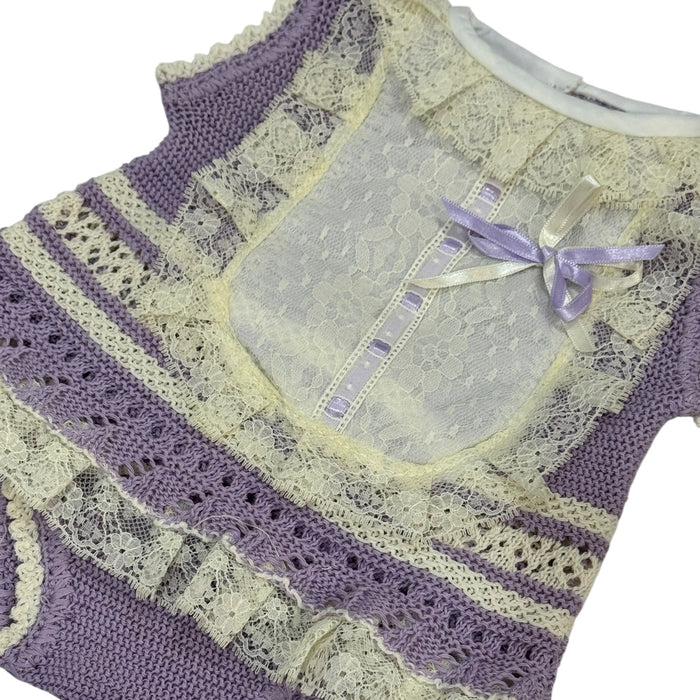 Stephania Sleeveless Luxe Purple/Ivory 4-piece Knitted Set