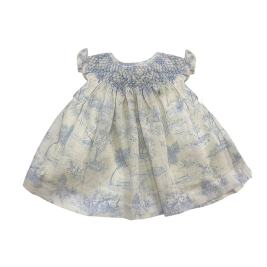 Stephanie Toile de Jouy Light Blue Handsmocked Dress