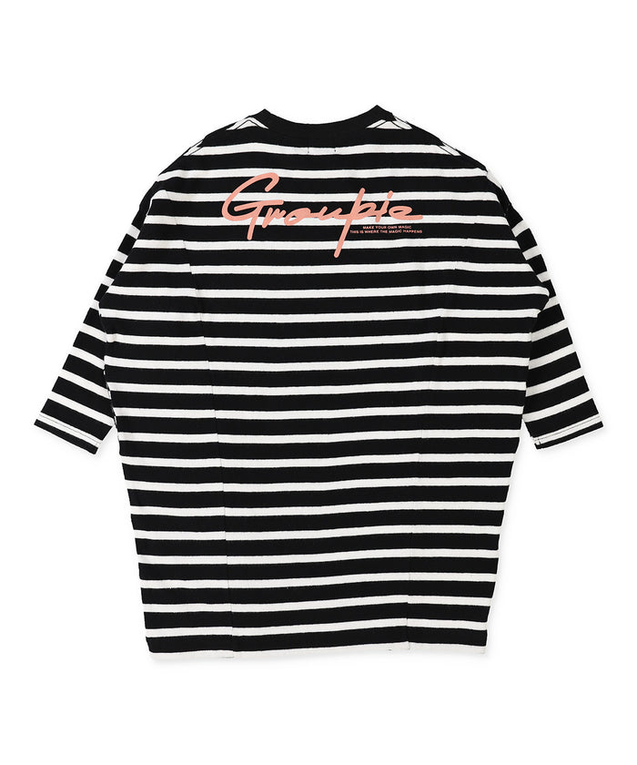 Striped Tent Silhouette Long Sleeve Dress