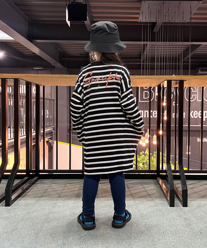 Striped Tent Silhouette Long Sleeve Dress